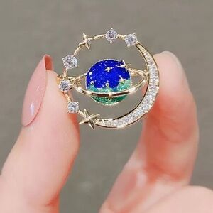 Planetary Brooch, Earth Brooch, Galaxy Brooch, Celestial Brooch, Planet and Star